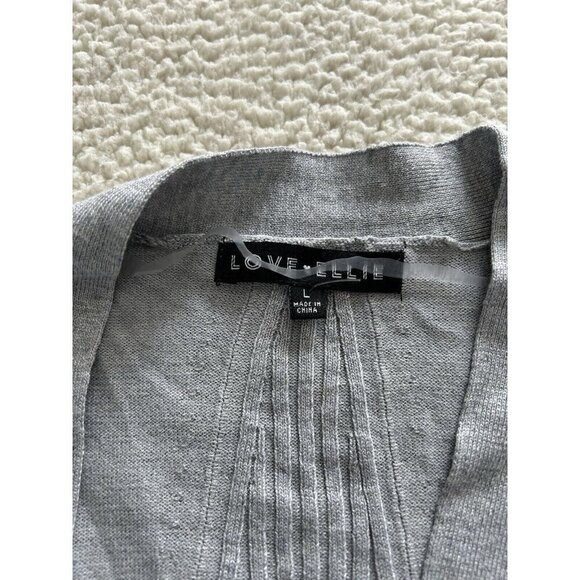 Love Ellie Stitch Fix Open Front Cardigan Sweater Gray Ribbed Details Size L - Picture 4 of 8